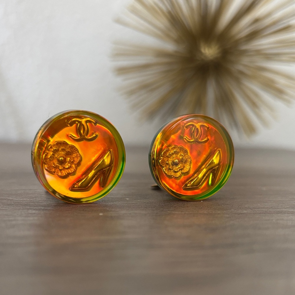 CHANEL Iridescent Icon Button Earrings - Picture 5 of 13